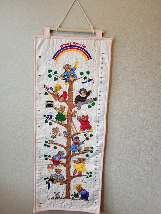 Other - Vintage Teddy Bear Growth Chart Quilted Wall Hanging/Cute Baby Gift